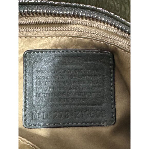 Coach Olive Green Patent Leather Tote With Adjustable Shoulder Strap & Side Buck - Picture 9 of 15